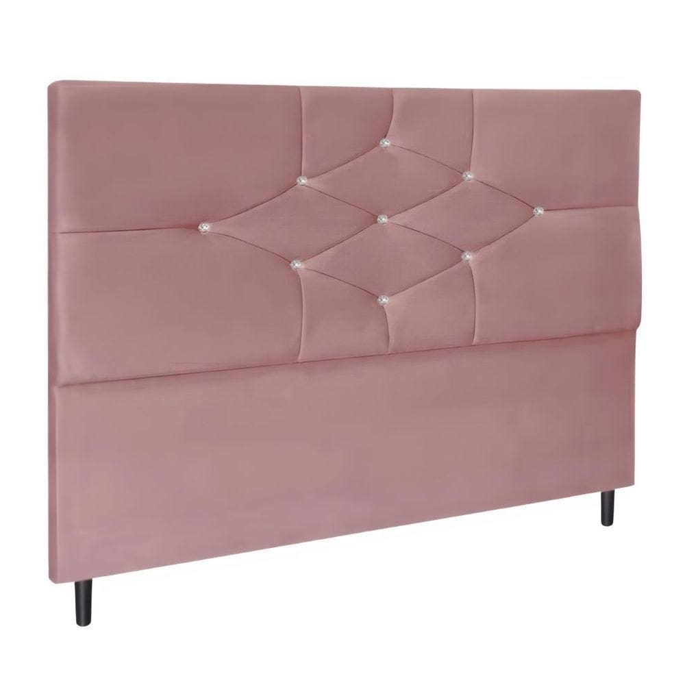 Cabeceira Cama Box Casal 90 Cm Virgínia Suede Rosê