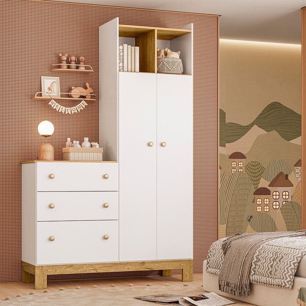 Guarda Roupa Com Comoda Q Encanto Slim Mdp Qmovi