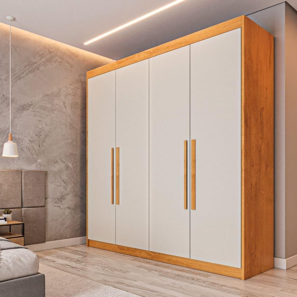 Guarda Roupa 4 Portas Aurora Móveis Europa Peroba/off White