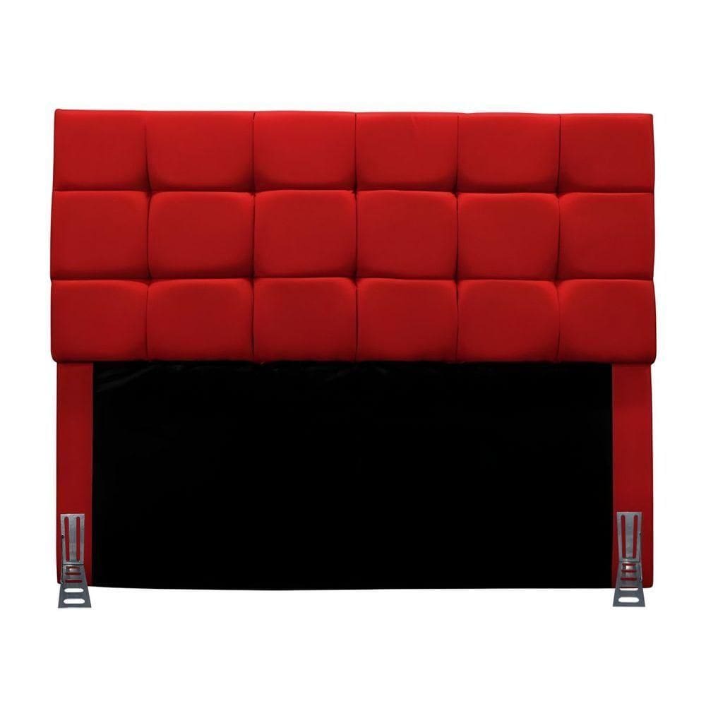 Cabeceira Queen 160 Cm Estofada Talita Em Suede Com Frame Vermelho