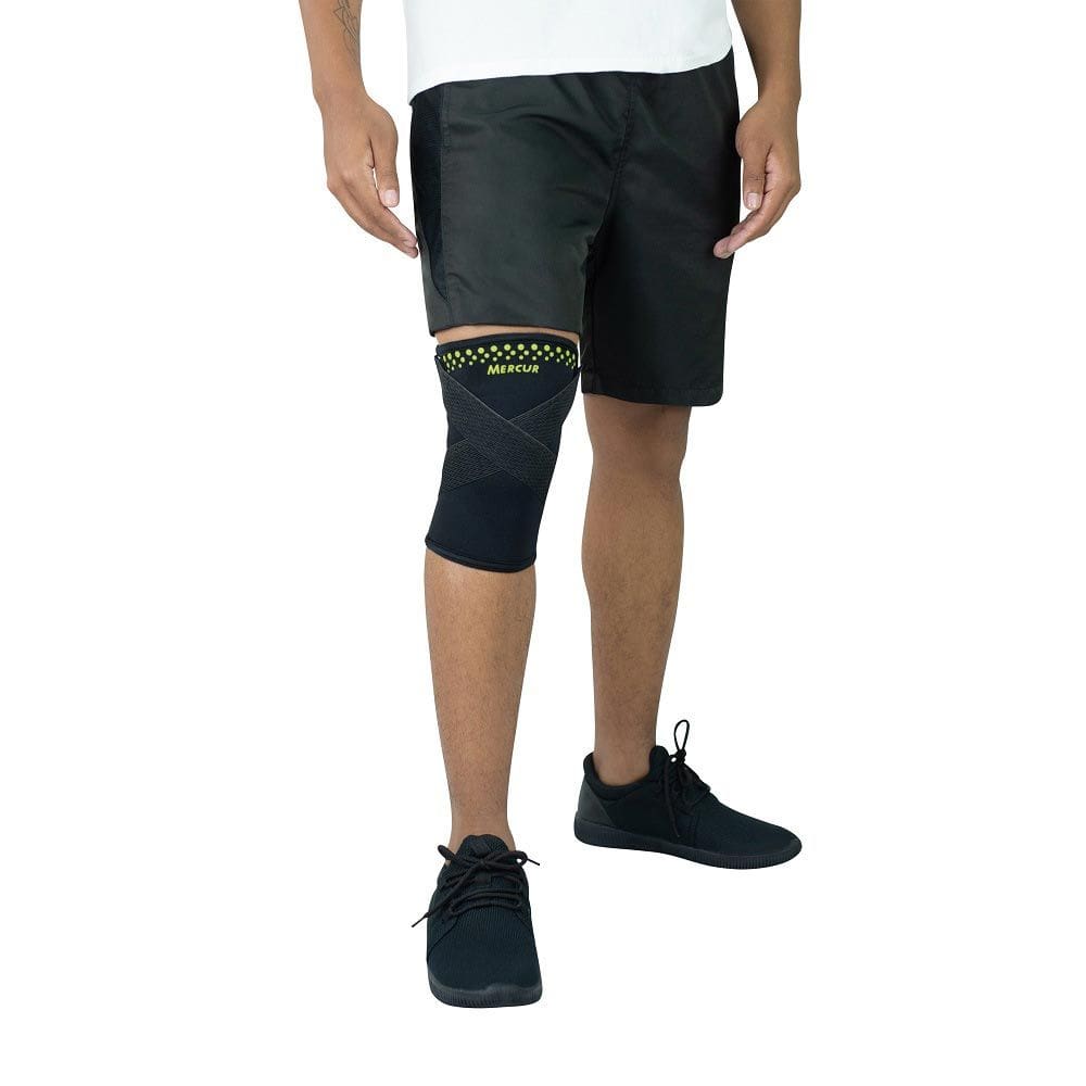 Joelheira Mercur de Termocompressão com Cintas Cruzadas Preto Tamanho P 1 Unidade