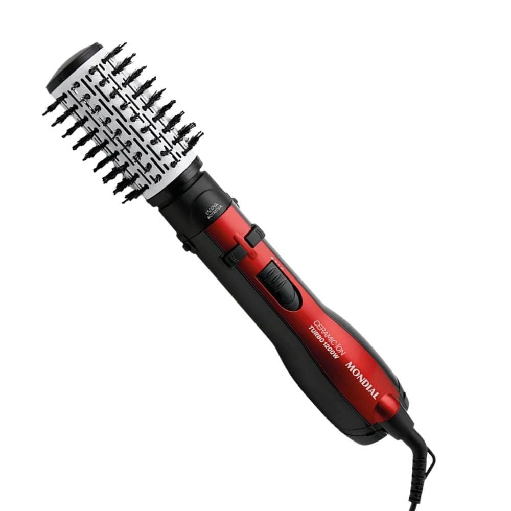 Escova Rotativa Mondial ER09 Ceramic Íon Turbo 5x1 1200W Verm 110v