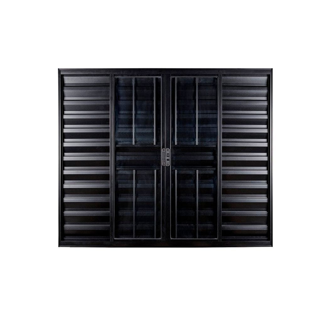 Janela Veneziana 6 Folhas Central com Grade Vidro Liso 100x120cm Ecosul Esquadrisul