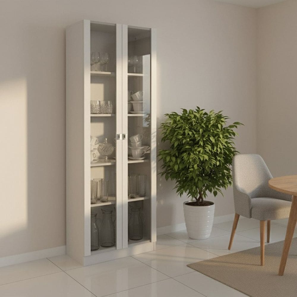 Cristaleira 2 Portas de Vidro e 4 Prateleiras Catarina Branco