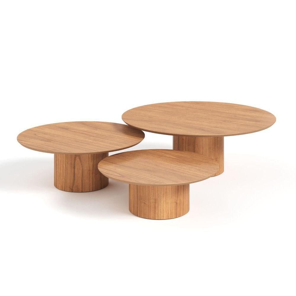 Conjunto Mesa De Centro Ava Em Madeira