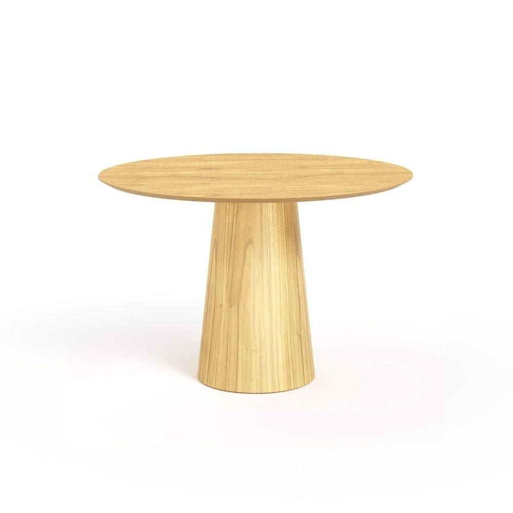 Mesa De Jantar Redonda 120cm Scandi 6 Lugares Lamina Natural De Madeira Damasco