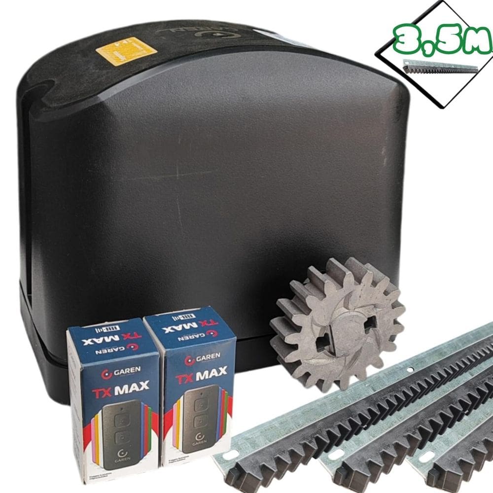 MOTOR PORTÃO GAREN DESLIZANTE RÁIDO 8SEG 400Kg 2 CONTR 3,5M