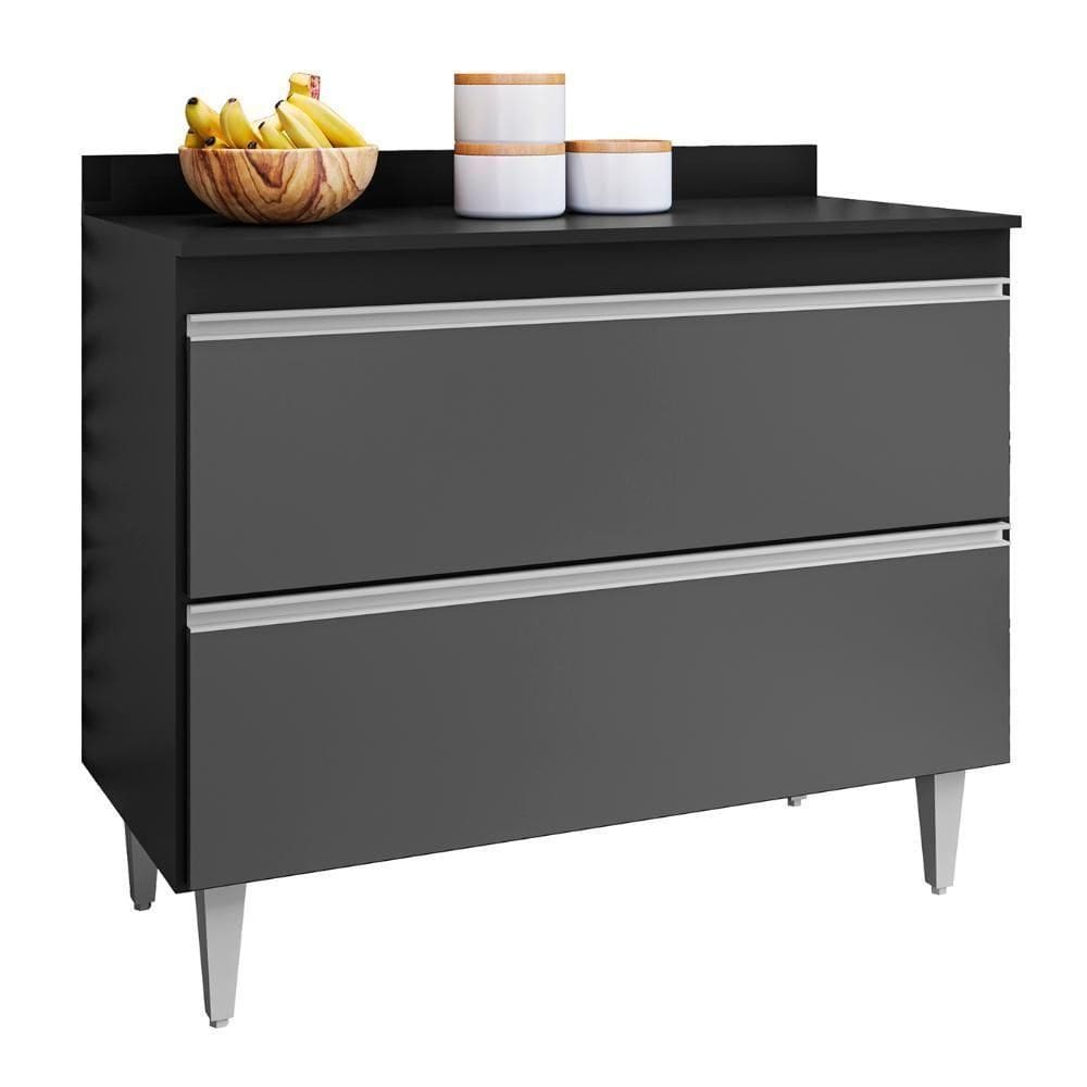 Balcão De Cozinha Com Tampo 100cm Julia Z34 Preto-grafite - Mpozenato