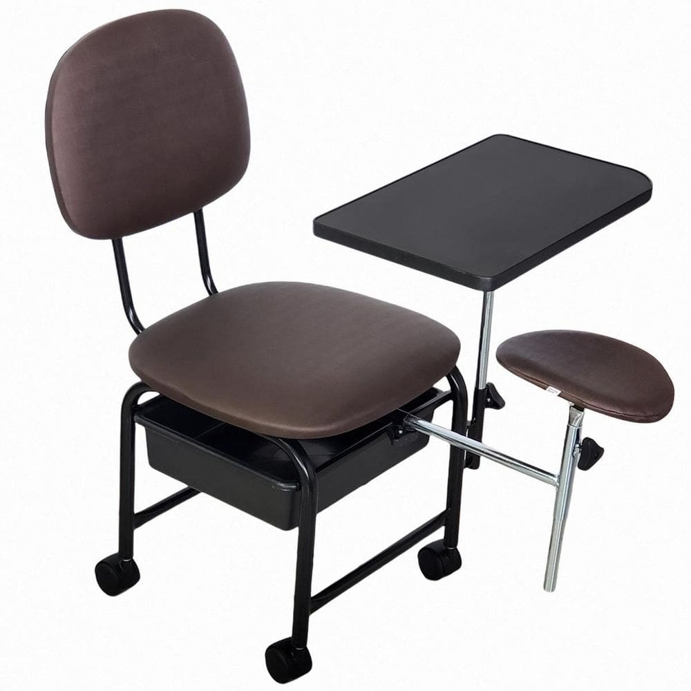 Cadeira Manicure Cirandinha Com Apoio Gaveta E Rodinhas Café