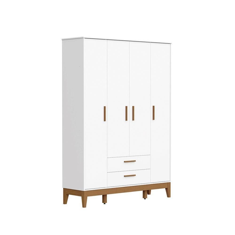 Roupeiro Flip 4 Portas 2 Gavetas Branco Fosco