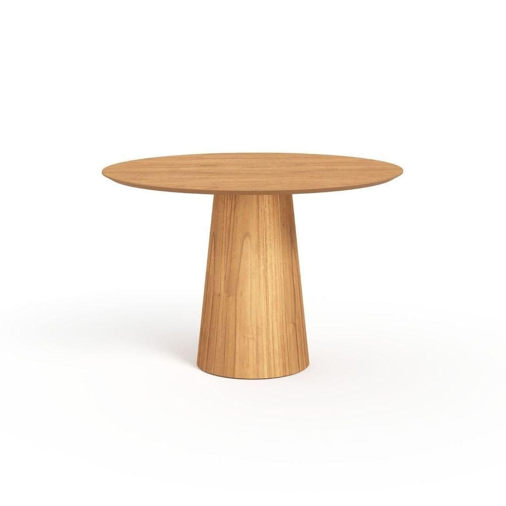 Mesa De Jantar Redonda 120cm Scandi 6 Lugares Lamina Natural De Madeira