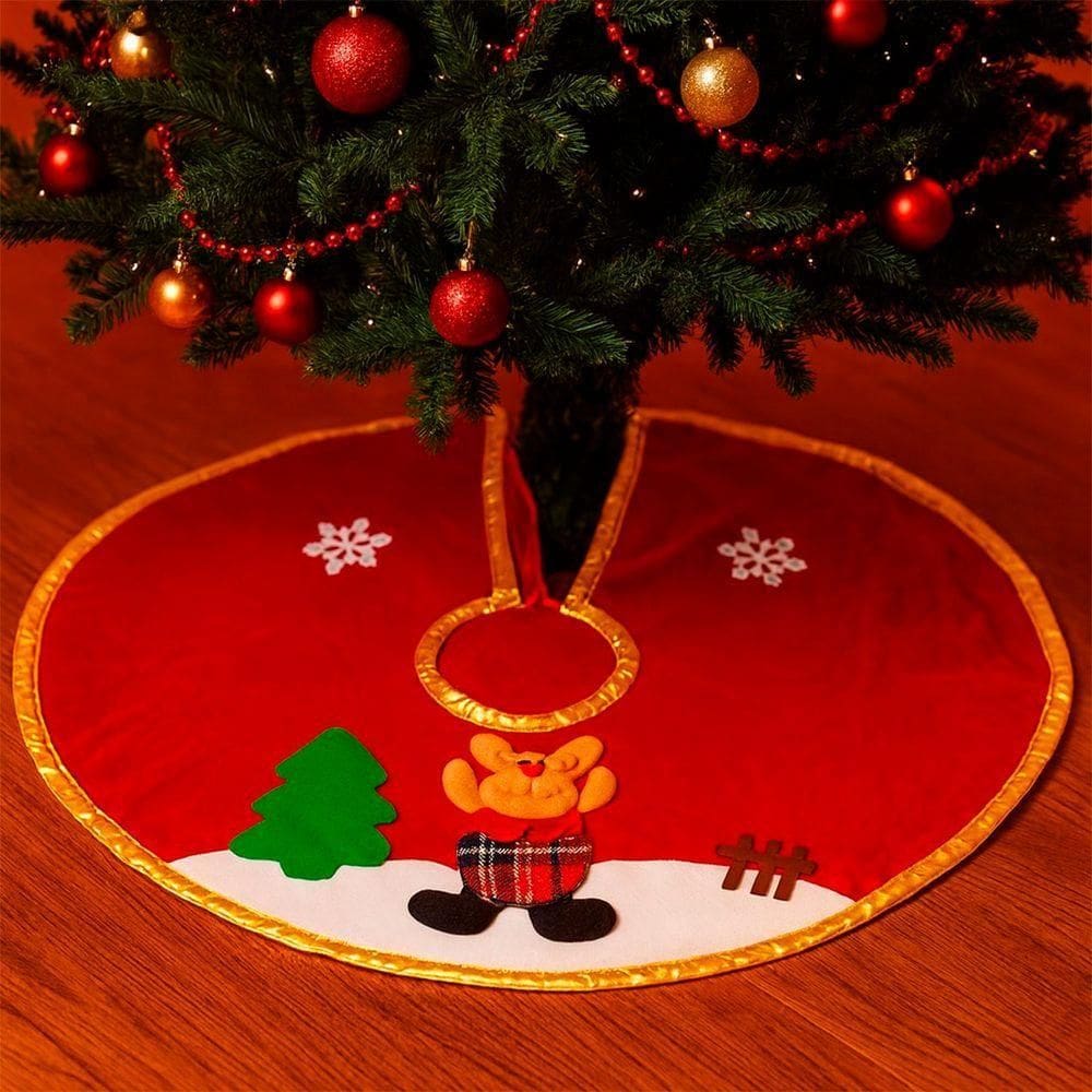 Saia Tapete Pelúcido Base Enfeite Para árvore De Natal 60cm Rena