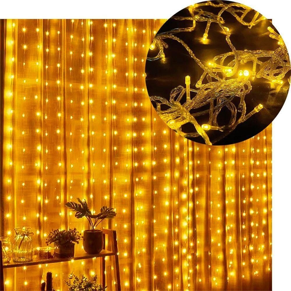 Pisca Cortina Natalina 780 Lâmpadas Leds Amarelo 5x3m 220v