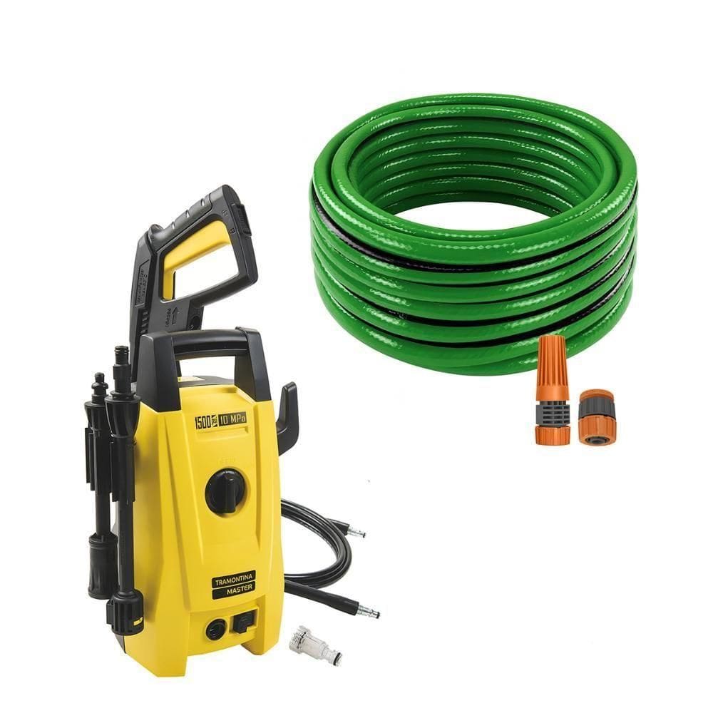 Lavadora Lava Jato Alta Pressão 1200w 110V + Mangueira Verde Pvc 15m Com Acessórios Tramontina 110V