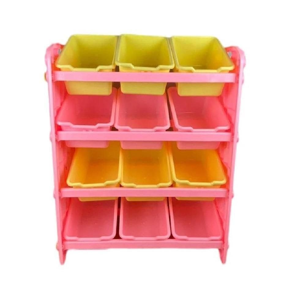 Estante Bau Organizador Brinquedos Nicho Colorido Caixas 12 Gavetas Armario Infantil Quarto Meninas Rosa