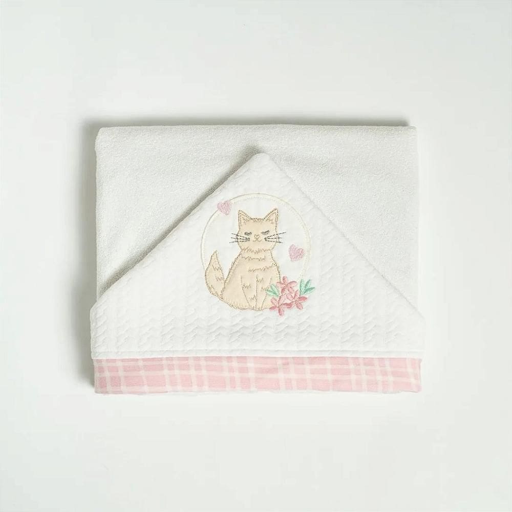 Toalha de Banho Hug Com Capuz Gatinhos Rosa Iogurte