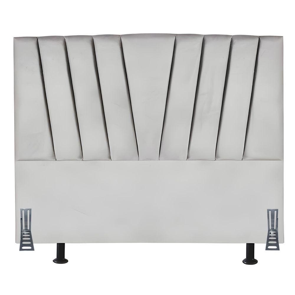 Cabeceira Cama Box Casal 140 Cm Joana Em Corino Com Frame Cinza