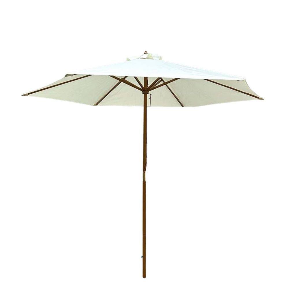 Ombrelone Central de Madeira 2,00 metros Redondo Branco Guarda Sol Piscina Importway Iwobcm-200 Br