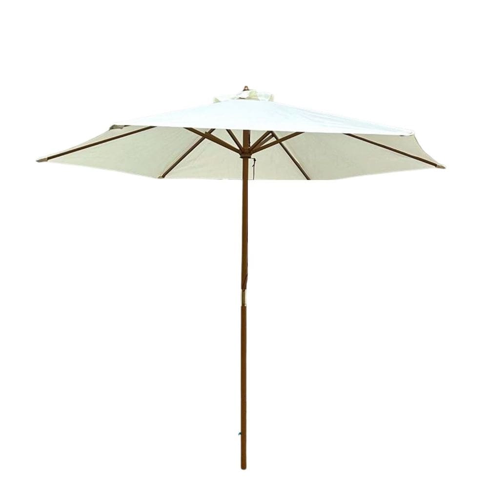 Ombrelone Central de Madeira 2,00 metros Redondo Branco Guarda Sol Piscina Importway Iwobcm-200 Br