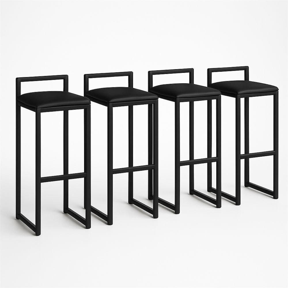 Kit 4 Banqueta Corino Balcão Industrial Cozinha Gourmet Bar Preto