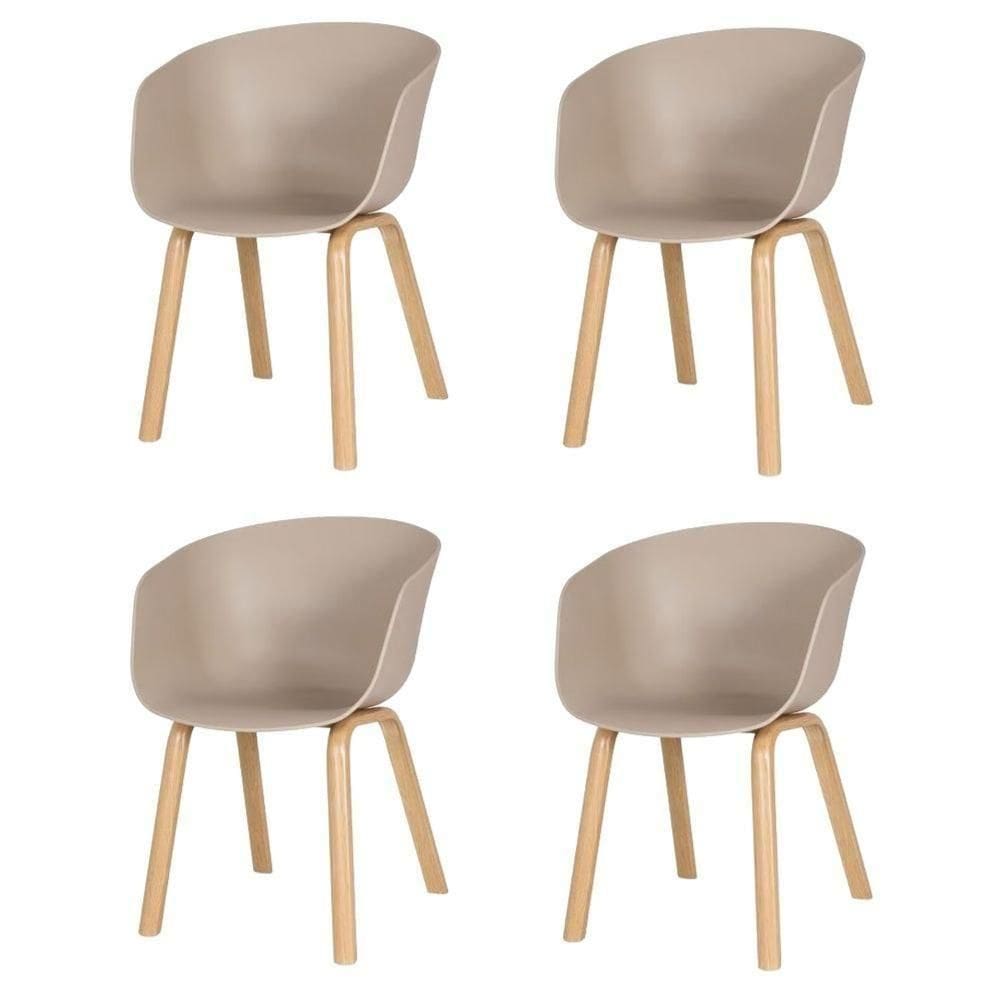 Kit 4 Cadeiras Toledo Fratini Assento Em Polipropileno Fendi Base Aço Acabamento Idêntico á Madeira