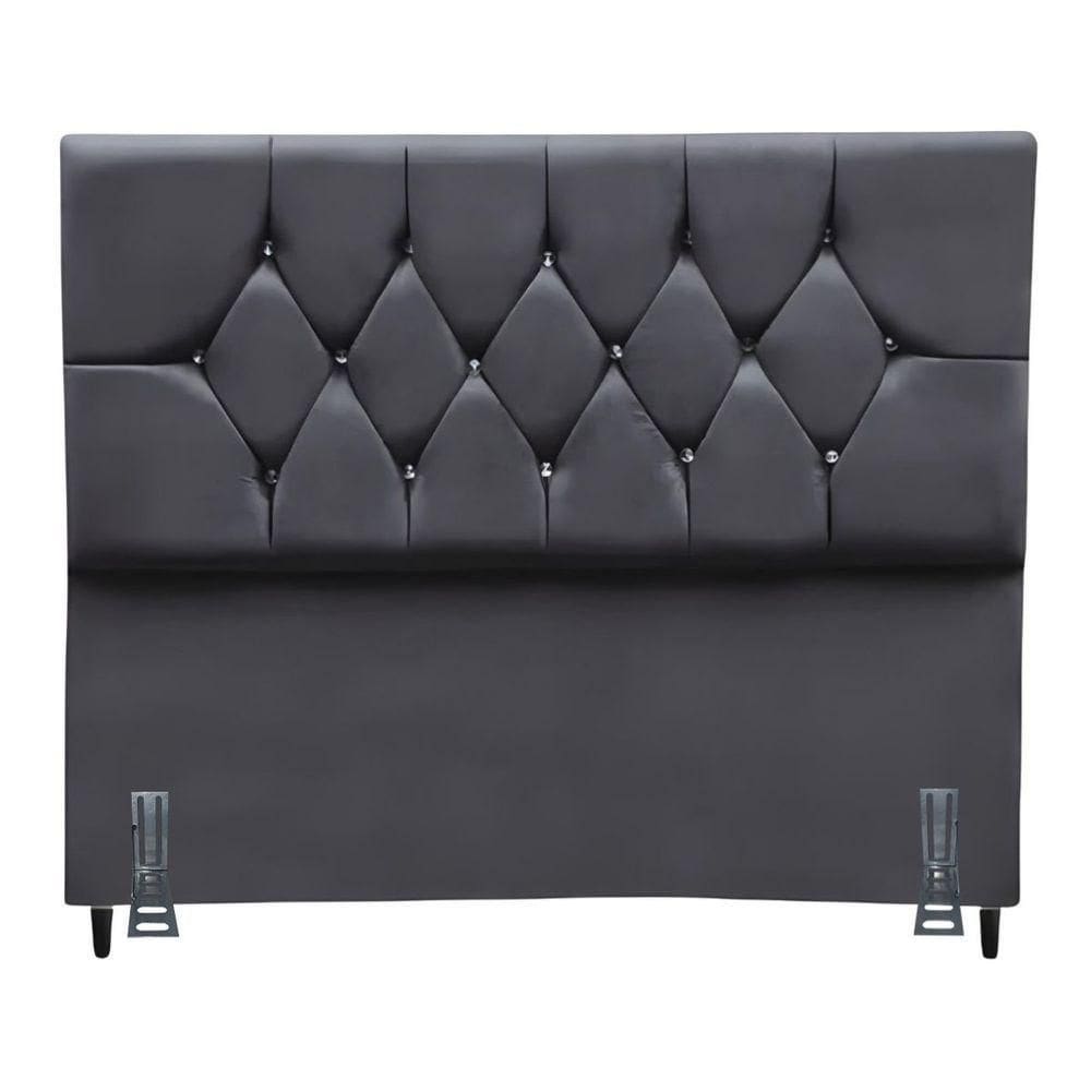 Cabeceira Para Cama Box King 195 Cm Brenda Com Frame Suede Cinza Escuro