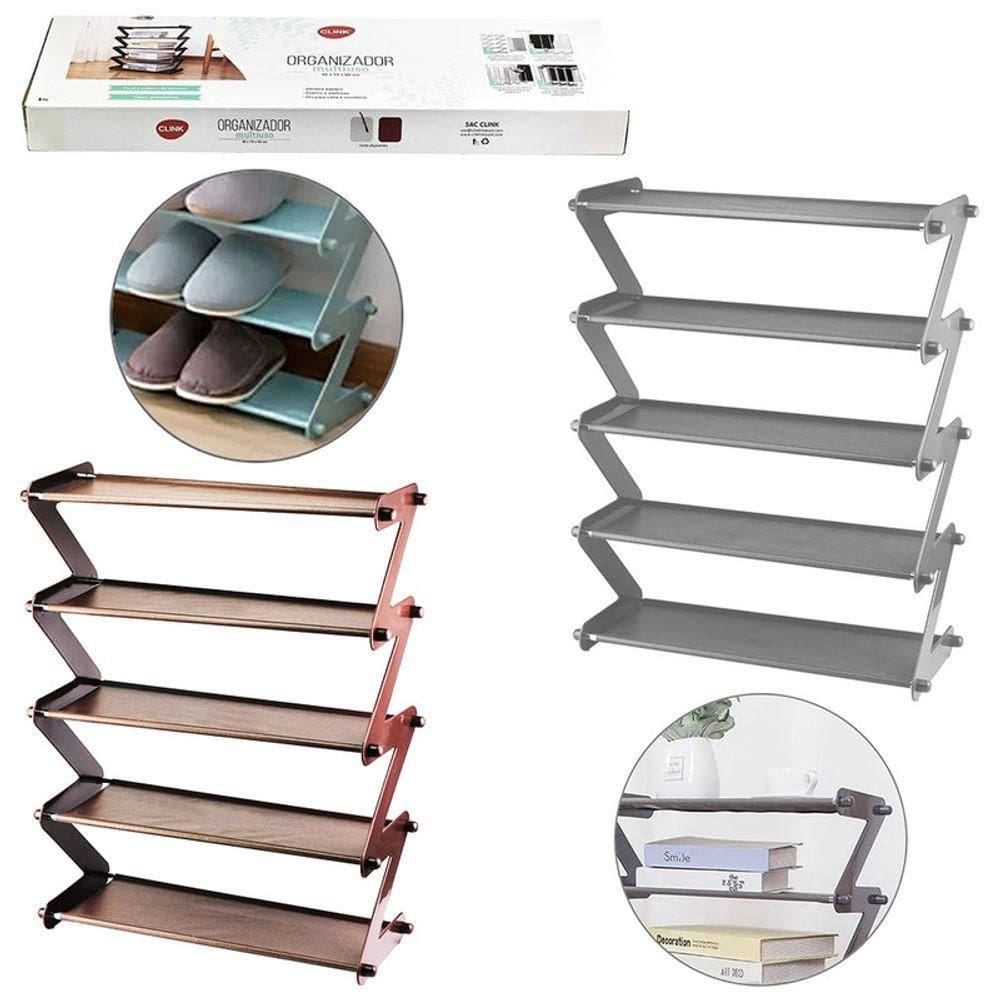 Sapateira 5 Andares Plastico Metal 48 Cm X 19 Cm X 58 Cm 1un