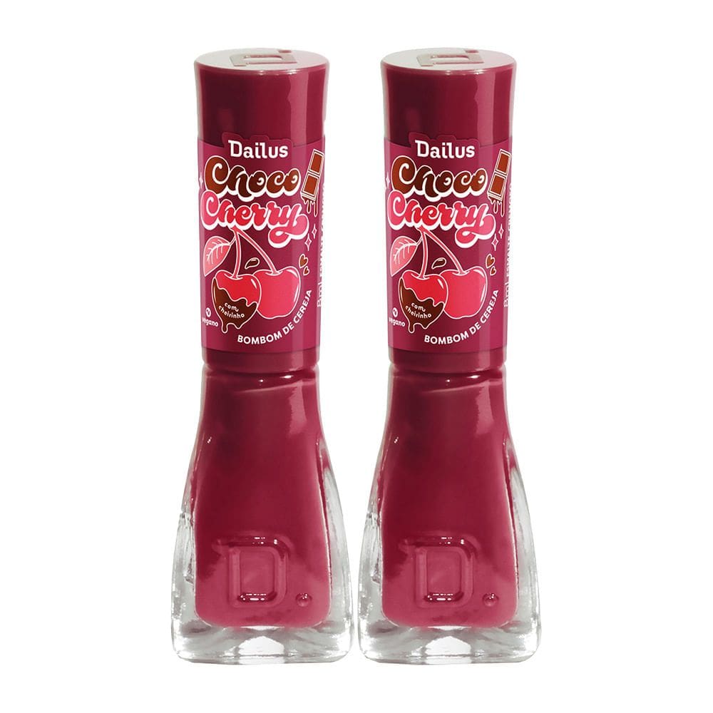 Kit 2 Esmalte Dailus Choco Cherry Cremoso Cor Bombom de Cereja 8ml