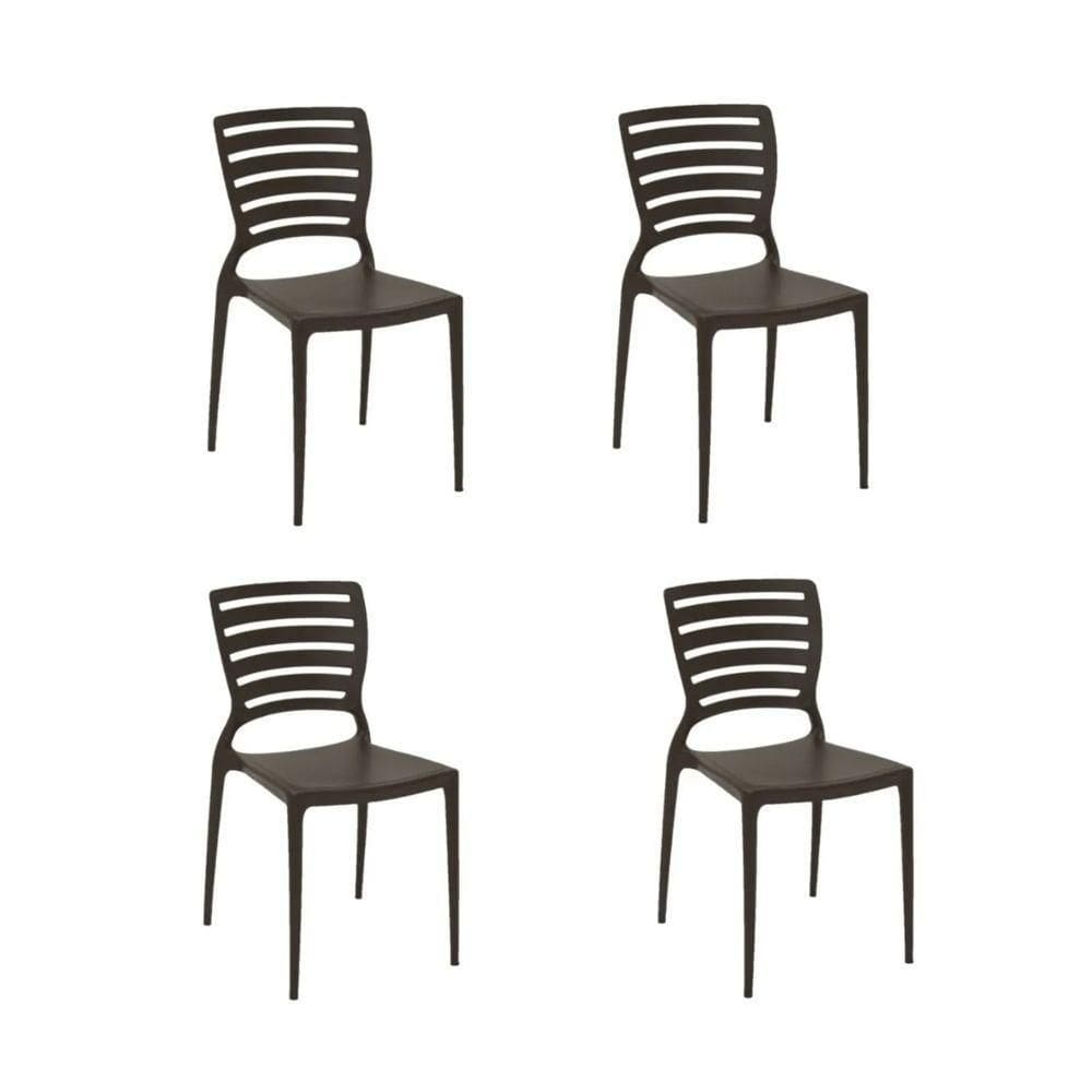 Kit 4 Cadeiras Sofia Marrom Tramontina Encosto Vazado Horizontal 92237/109