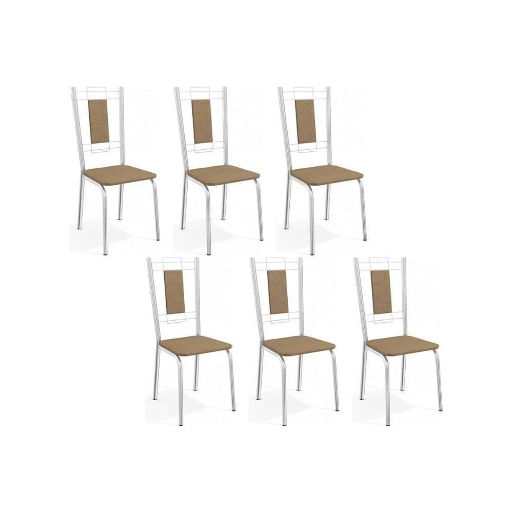 Cadeira De Cozinha Florença C005 Kit 6 Un Cromada-capuccino - Kappesberg