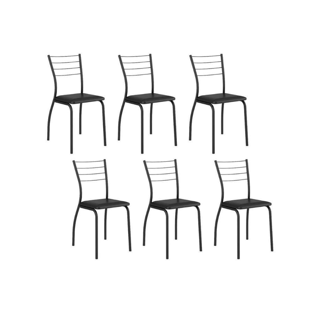 Kit 6 Cadeiras Sala Jantar 1700 6 Un Preto- Courano Preto - Carraro