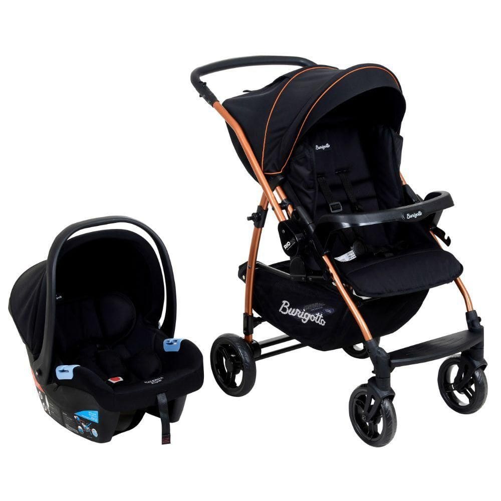 Travel System Burigotto Carrinho De Bebê Rio 22 Com Bebê Conforto Materna Preto Cobre