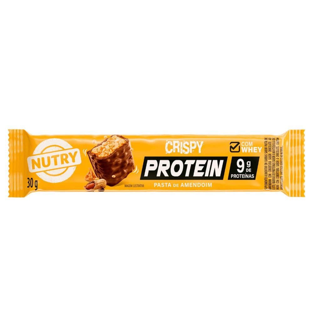 Barra de Proteína Nutry Crispy Protein com 9g de Proteínas Sabor Pasta de Amendoim 30g