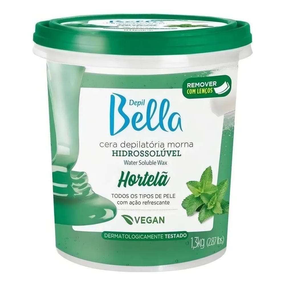 2X Cera Depilatória Hidrossolúvel Hortelã Depil Bella 1300Kg