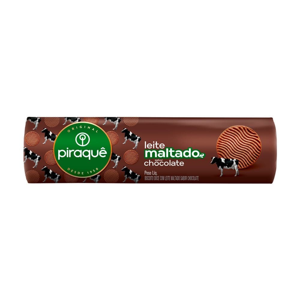 Biscoito Piraquê Leite Maltado Sabor Chocolate 132g