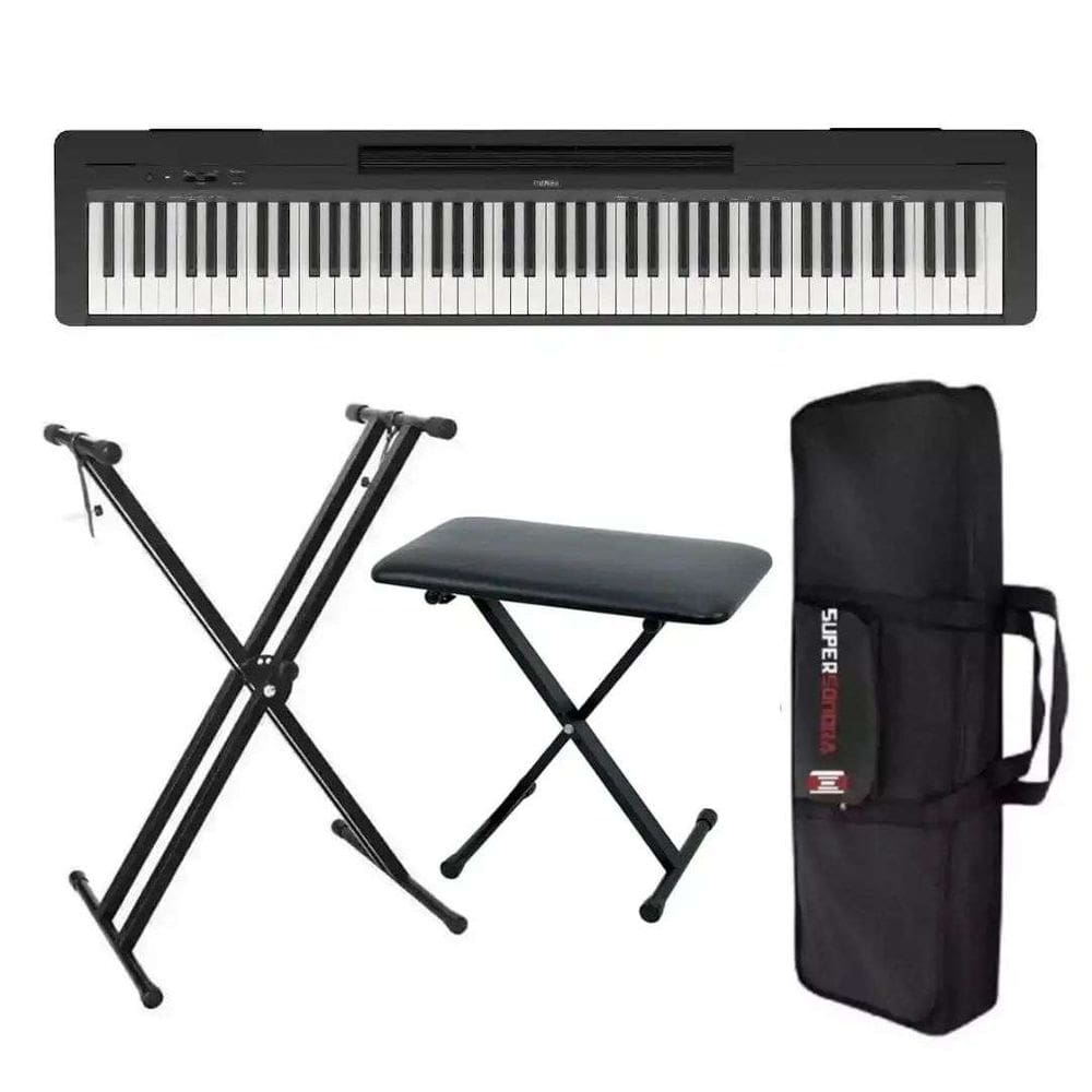 Piano Digital Yamaha P-145 Bluetooth  - 88 Teclas GHC Toque Realista + Suporte em X + Banqueta + Capa
