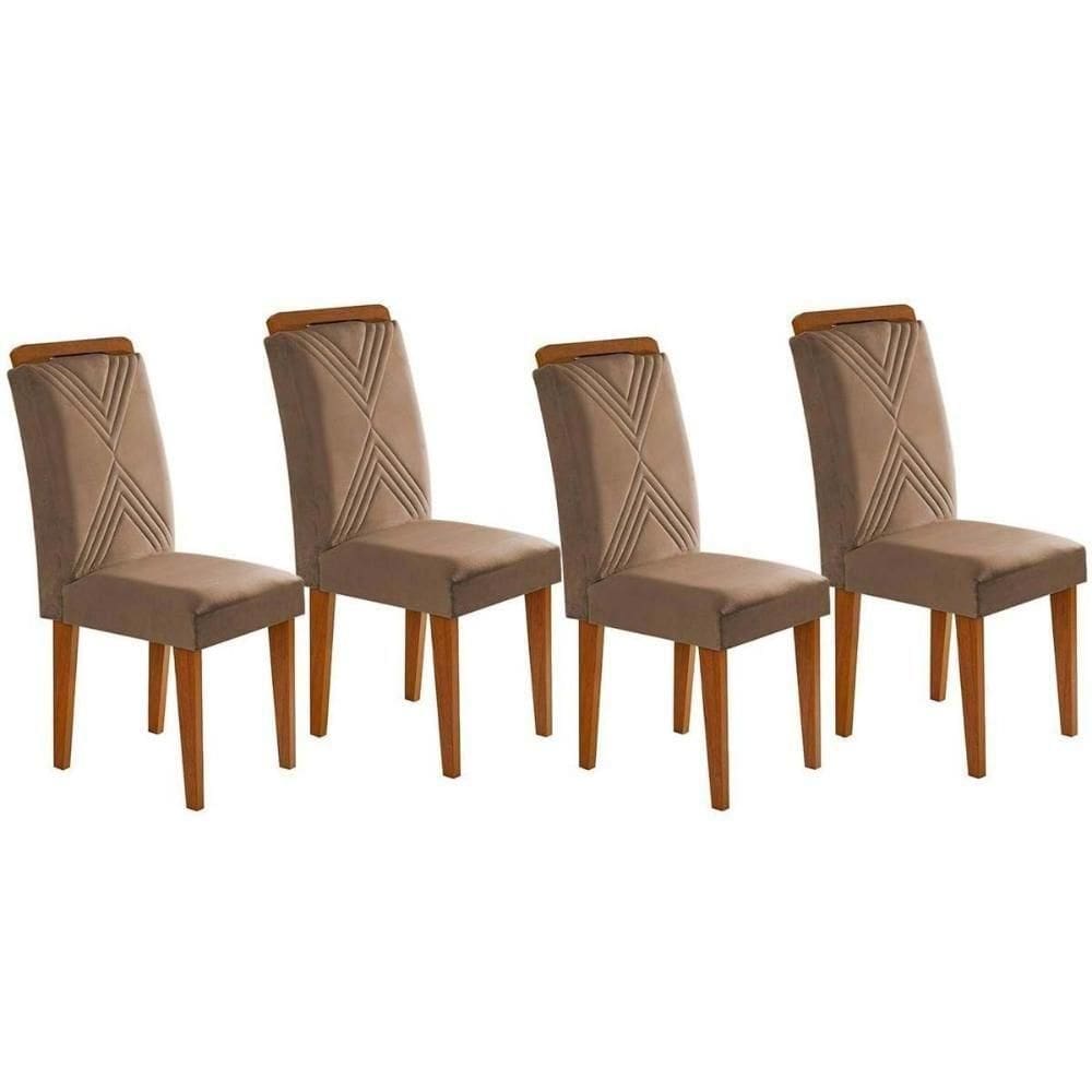 Kit 2 Cadeiras Sala Jantar Amsterdã 4 Un Imbuia Suede Capuccino Rufato