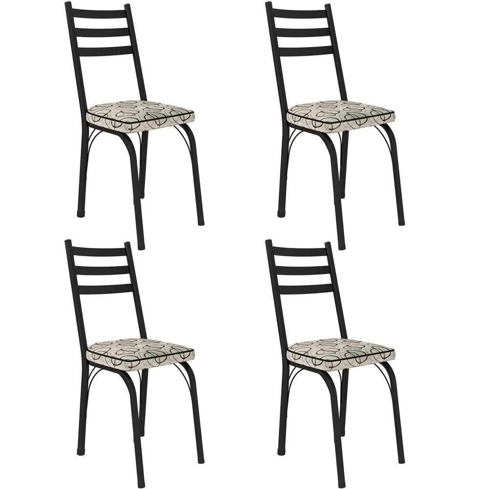 Kit 4 Cadeiras Para Cozinha Tubular D-13 Nara De Aço Preto/cedro