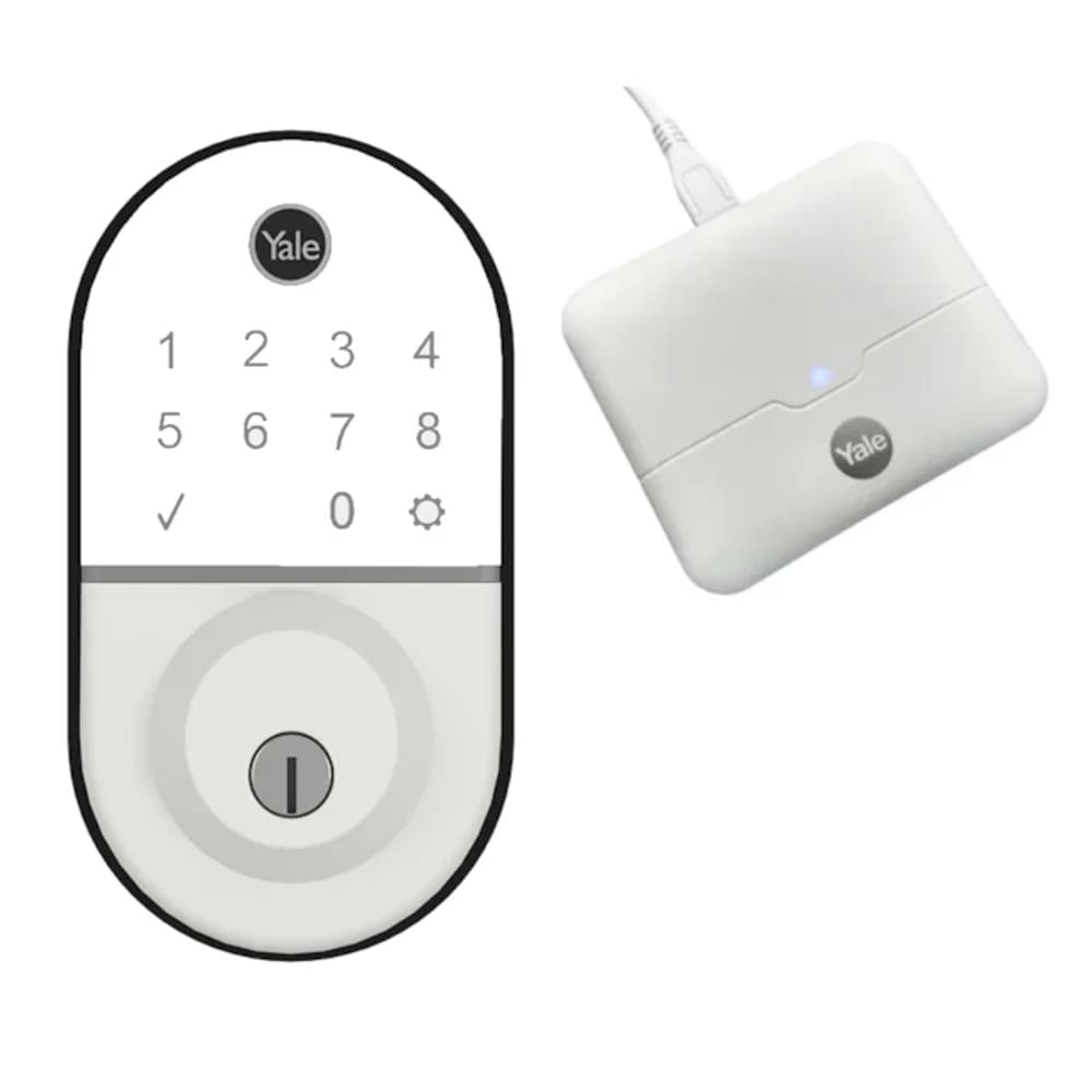 Combo Fechadura Digital Compact Rolete Branca Yale