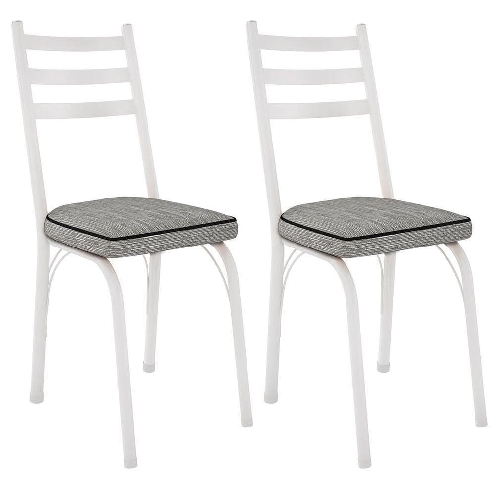 Kit 2 Cadeiras Para Cozinha Tubular D-13 Nara De Aço Branco/grafiato