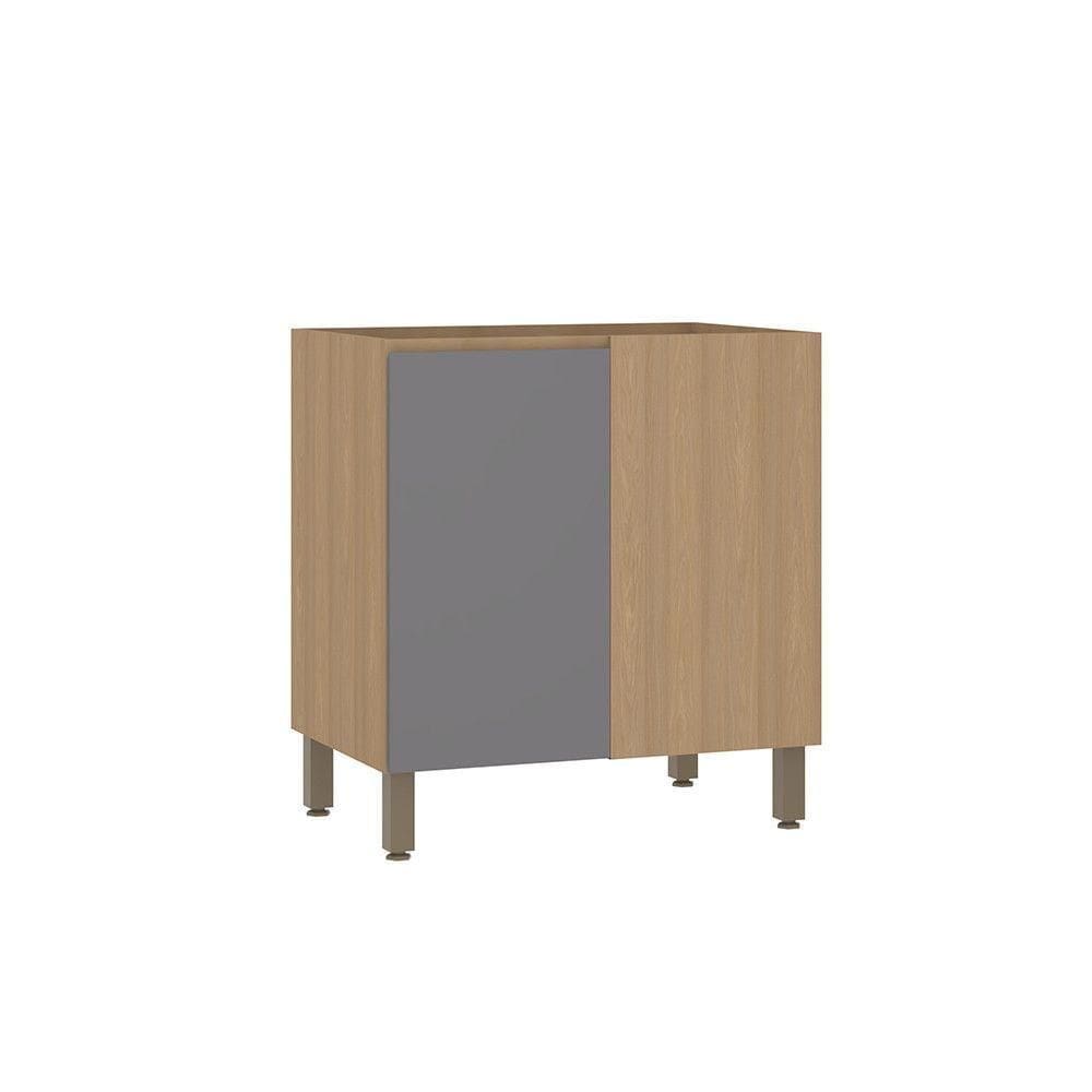 Balcão De Cozinha Canto Reto 80cm 1 Porta Sem Tampo Slim Luc Freijó/cinza Puro