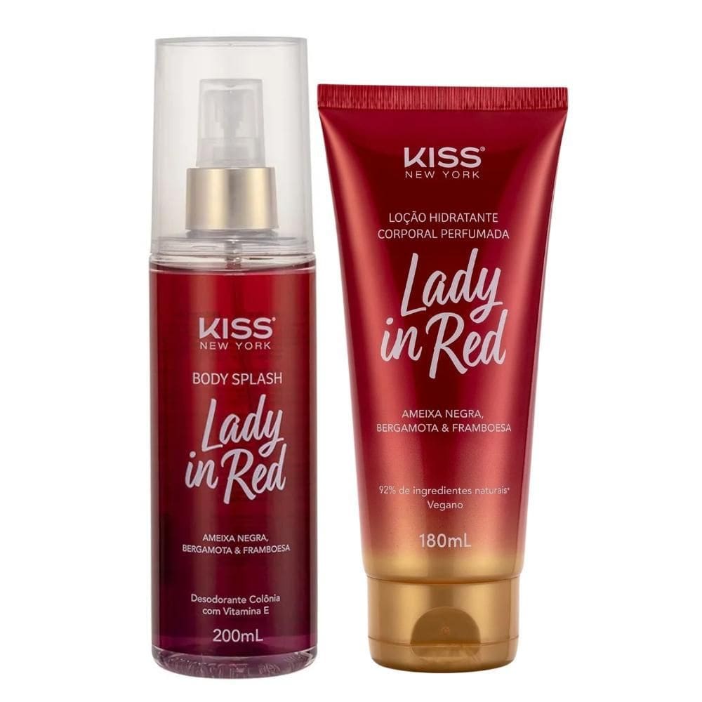 Kit Body Splash + Loção Hidratante Lady In Red Kiss New York