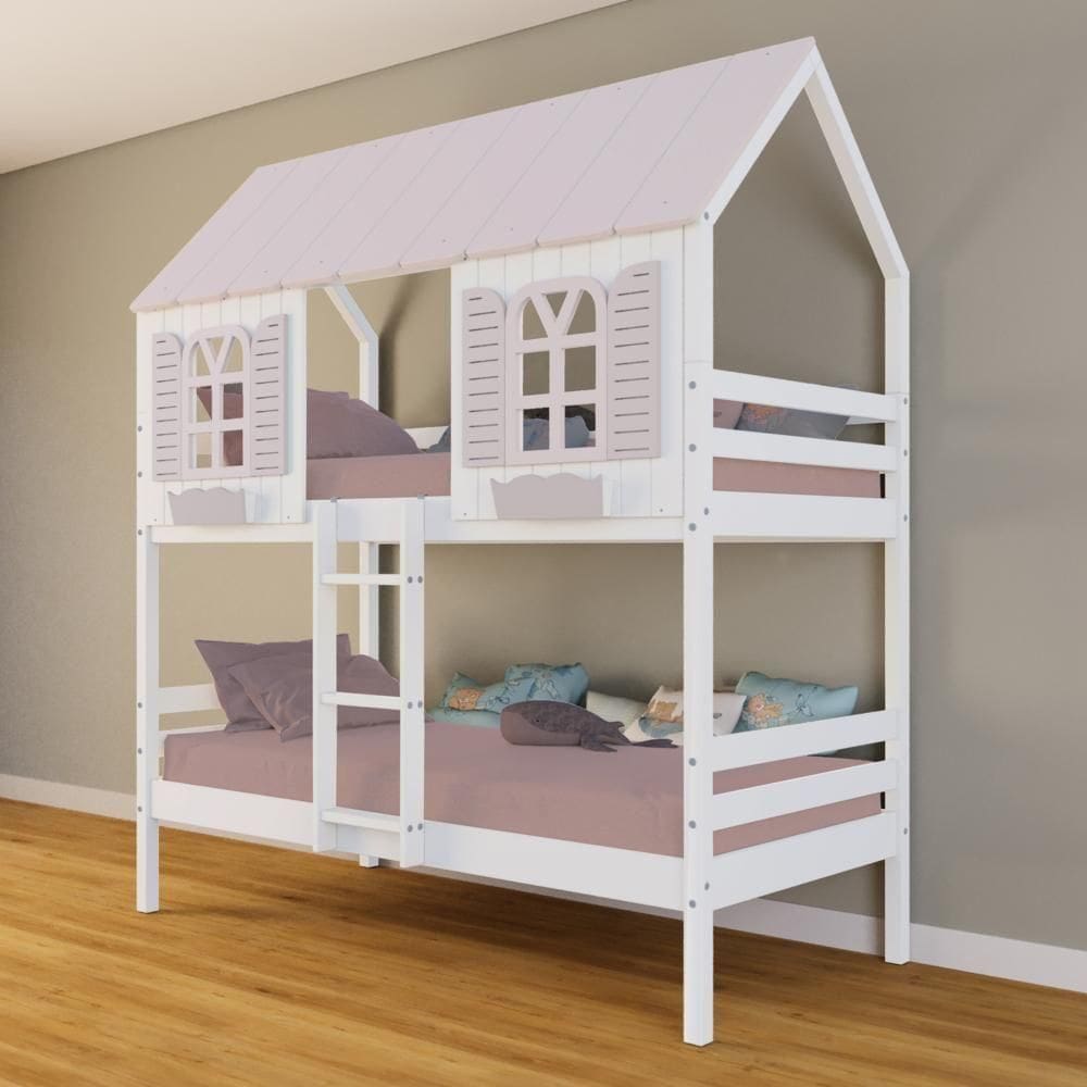 Beliche Casinha Bela - Madeira Maciça Branco/rosa