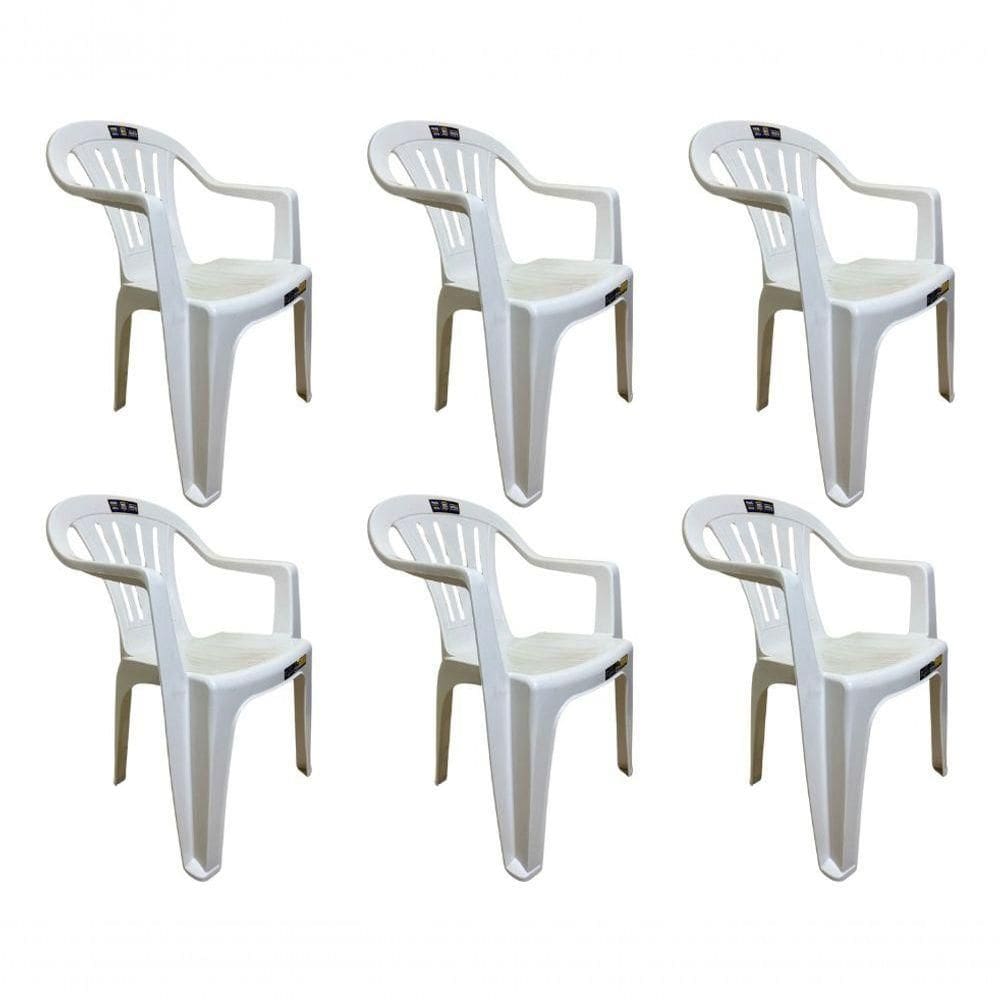 06 Cadeira Poltrona Plástico Mor Resistente Braço Bela Vista