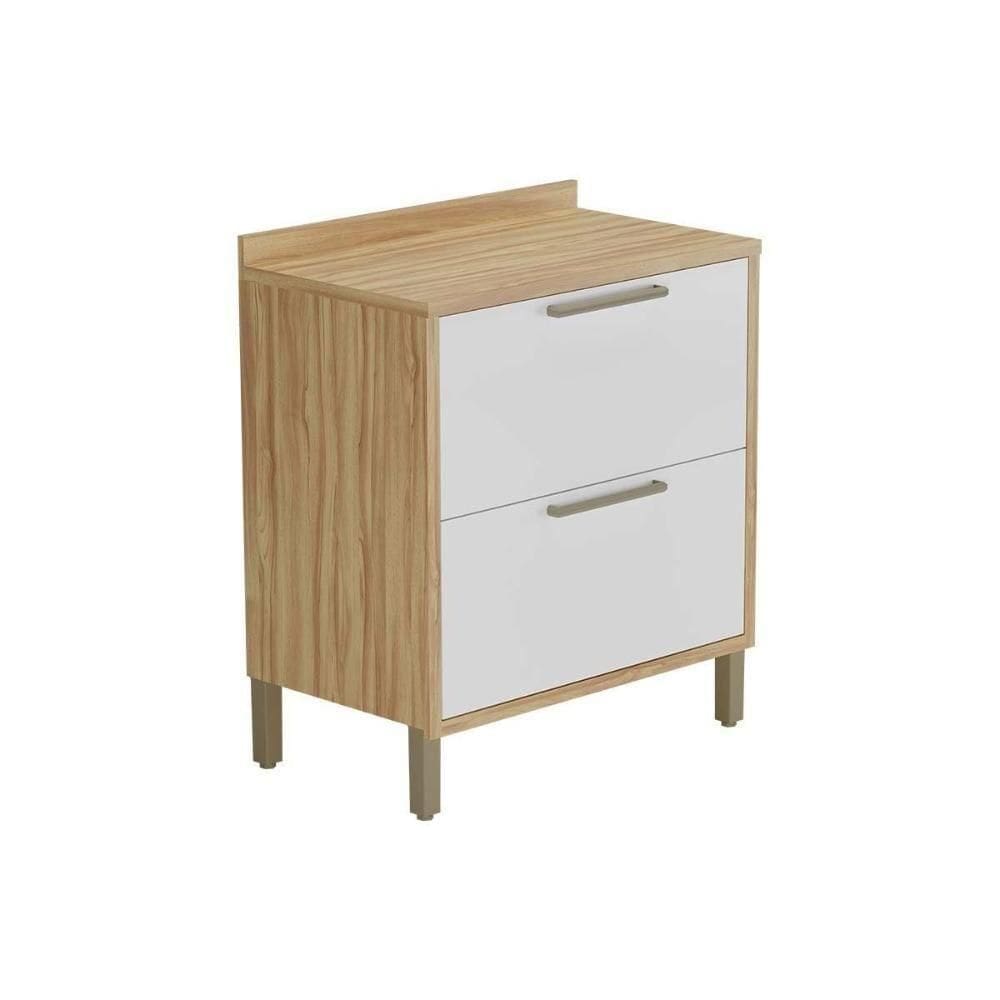 Balcão De Cozinha Modulado Syrah 1 Porta E 1 Gaveta C/ Tampo 80cm Amendoa/branco - Ronipa