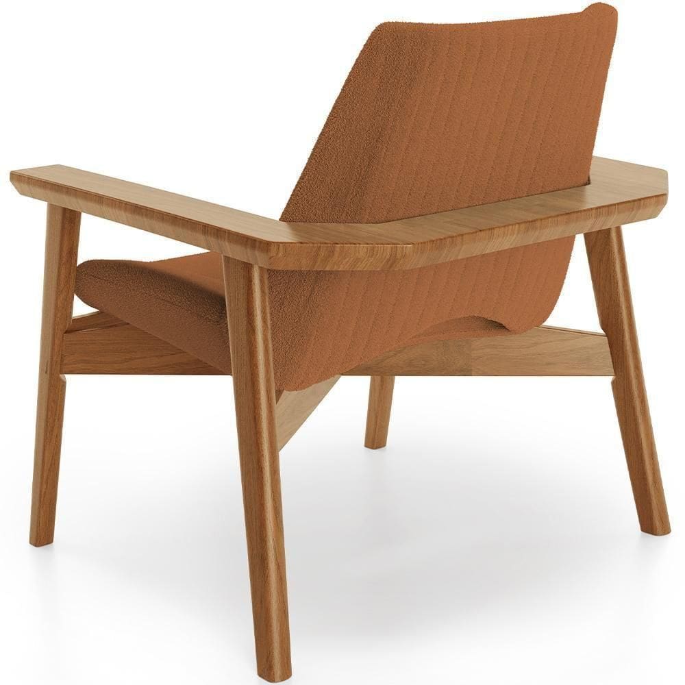 Kit 02 Poltronas Decorativa Living Base Madeira Becker L02 Bouclê Terracota