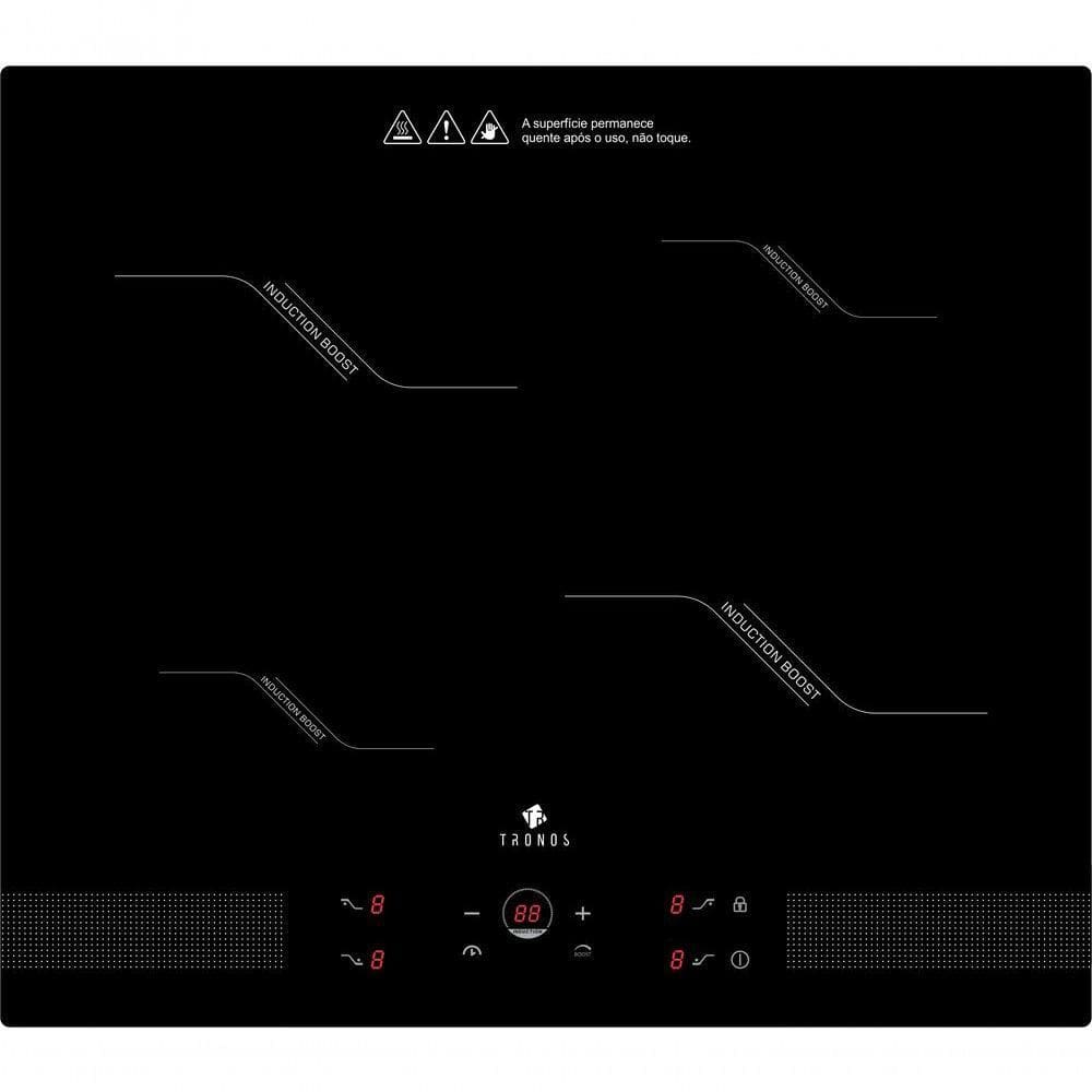Fogão Cooktop De Indução 4 Bocas Tronos IF7010B1 Mesa Vitrocêramica Painel Touch E Power Boost Preto 220V