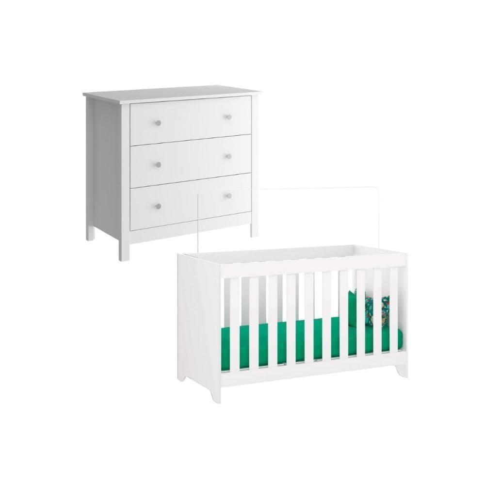 Berço Multifuncional 3x1+ Cômoda Ditália 3 Gavetas