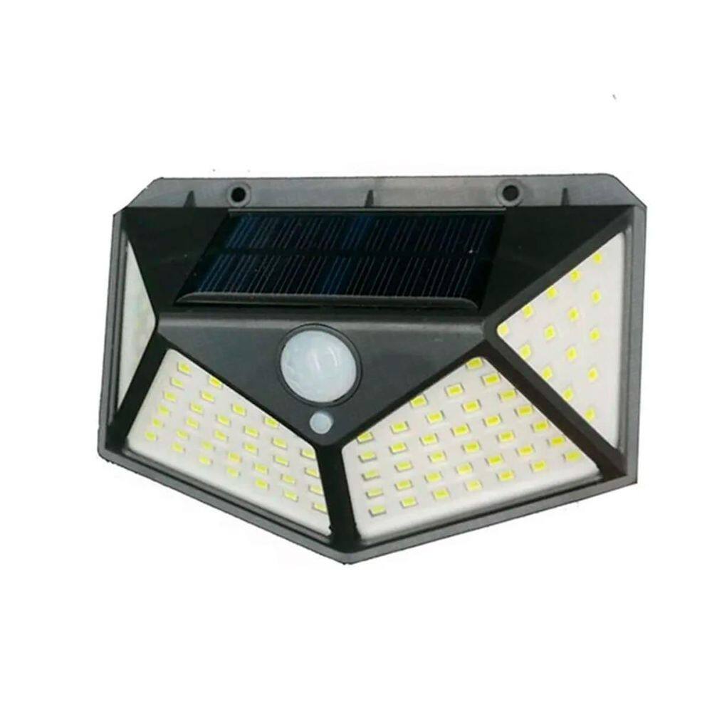 Luminária Solar 100 Led Com Sensor De Presença À Prova Dágua