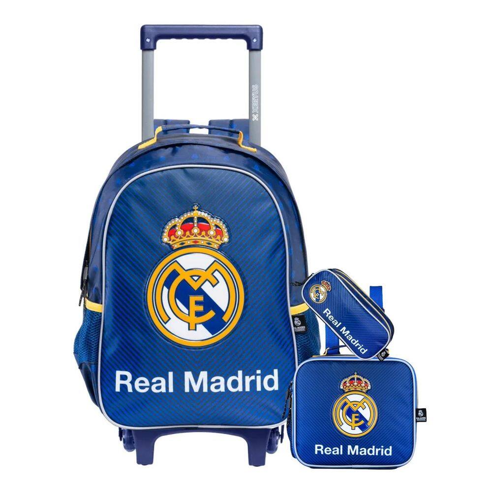 Kit Escolar Real Madrid Mochila Rodas + Lancheira + Estojo